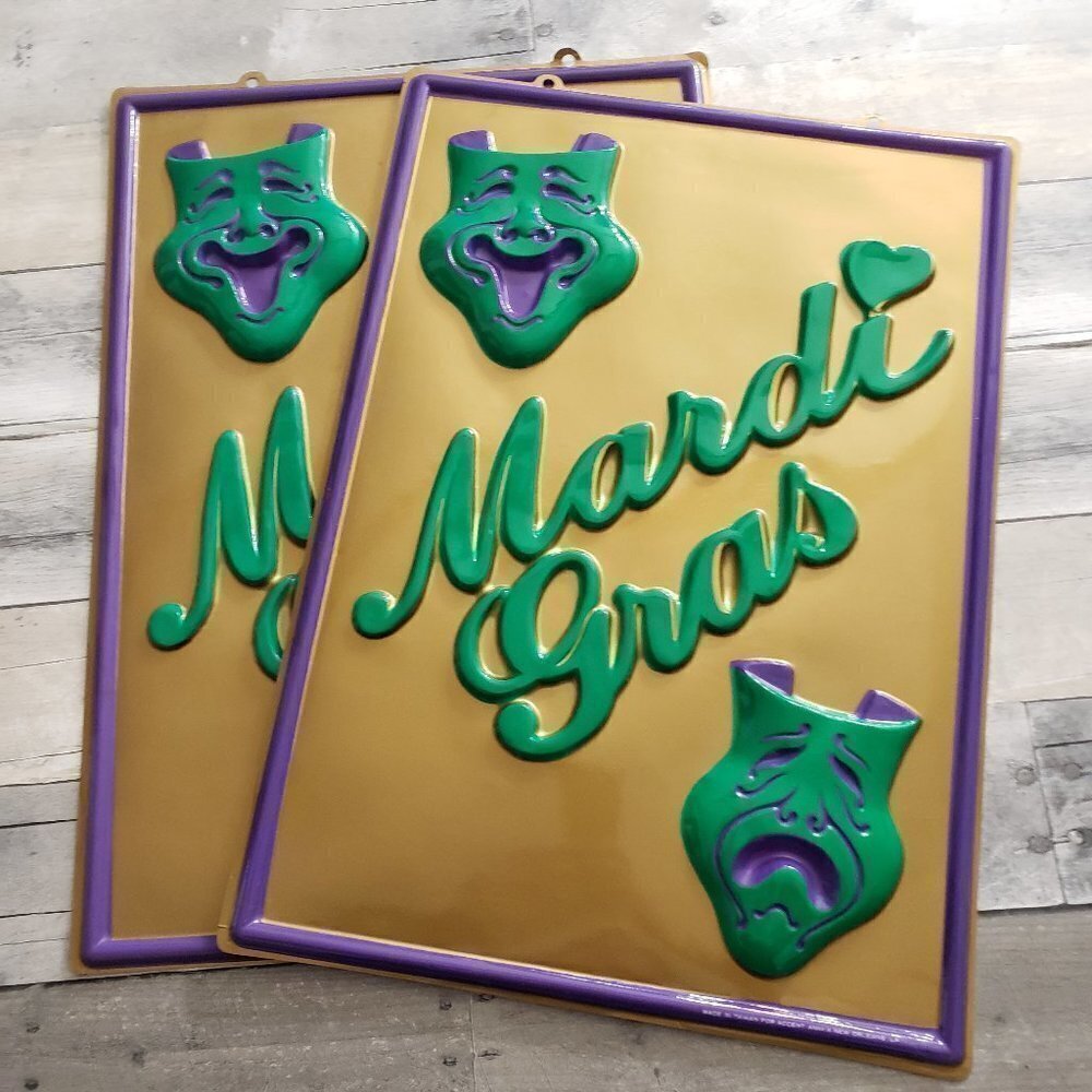 Mardi Gras 14.5"x20.5" Raised Plastic Image Set of 2 Signs Lightweight
